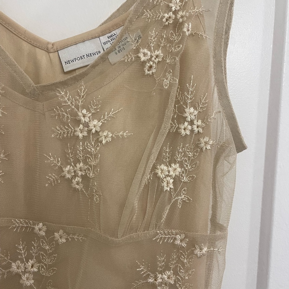 Vintage Lace Sheer Fairycore Boho Tan Floral Lace Blouse - Picture 5 of 8